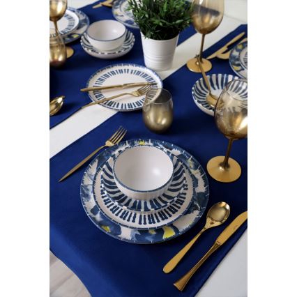 24 darabos étkészlet fehér/kék/kőkerámia