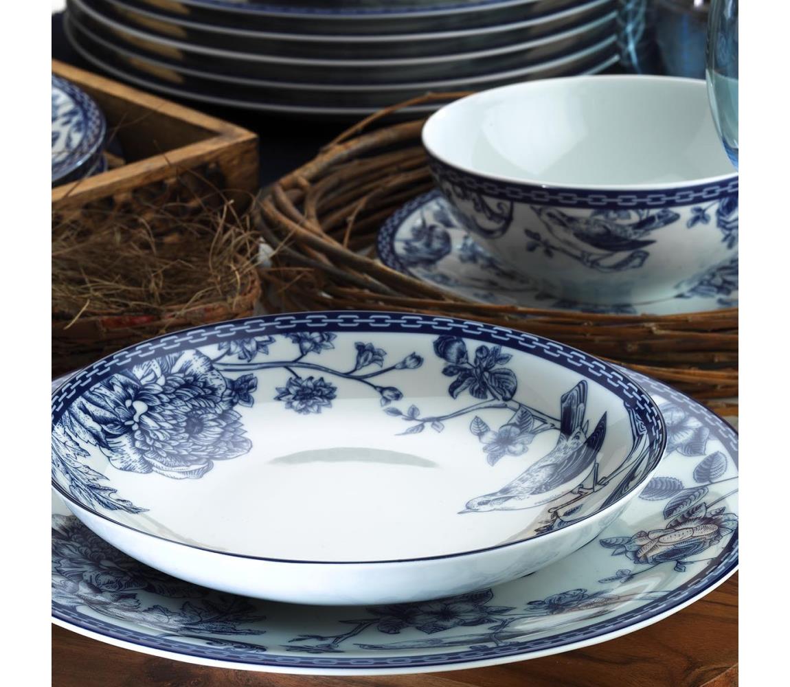 24 darabos étkészlet fehér/kék/porcelán 710KTP2953