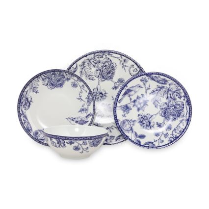 24 darabos étkészlet fehér/kék/porcelán