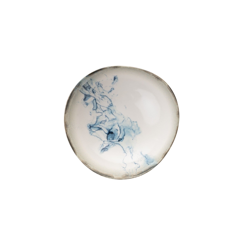24 darabos étkészlet, fehér/kék, porcelán