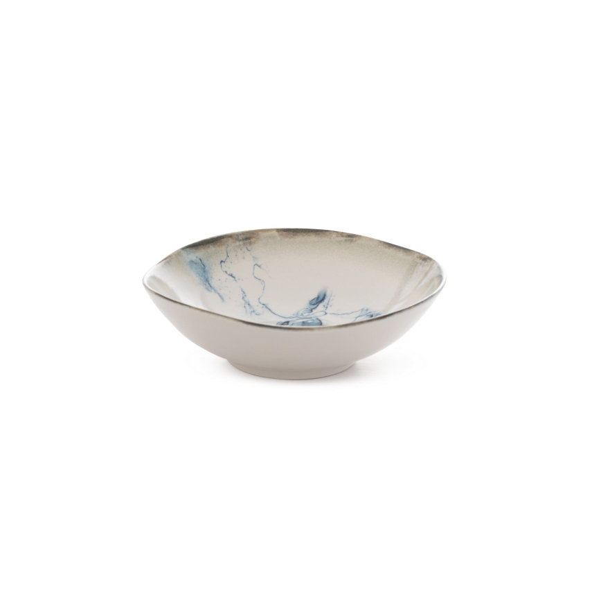 24 darabos étkészlet, fehér/kék, porcelán