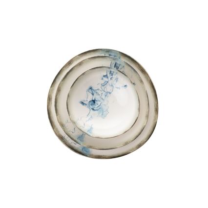 24 darabos étkészlet, fehér/kék, porcelán