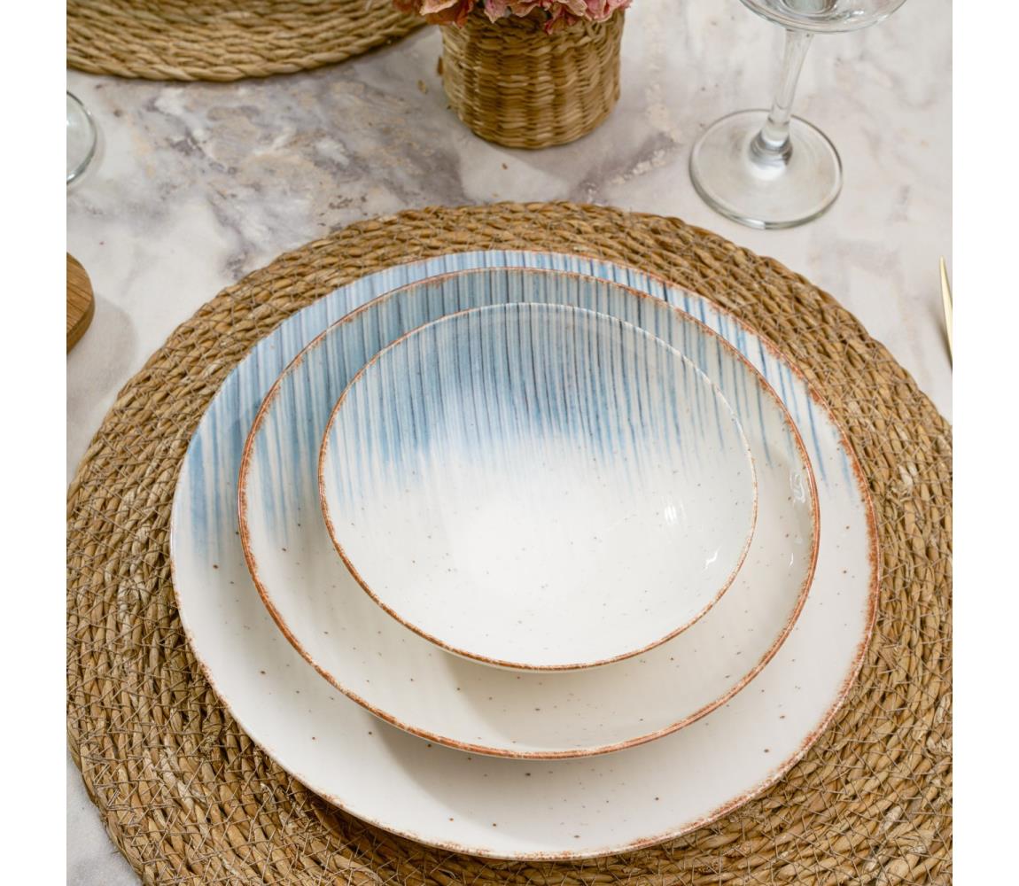 24 darabos étkészlet fehér/kék/porcelán 387GRP1352