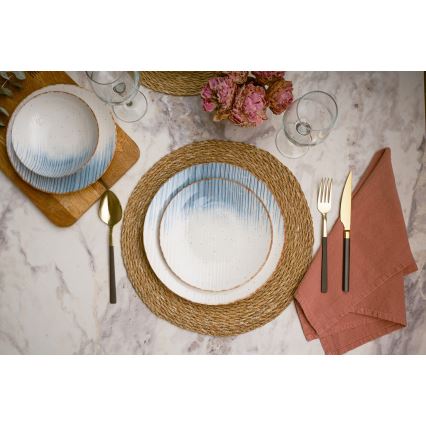 24 darabos étkészlet fehér/kék/porcelán