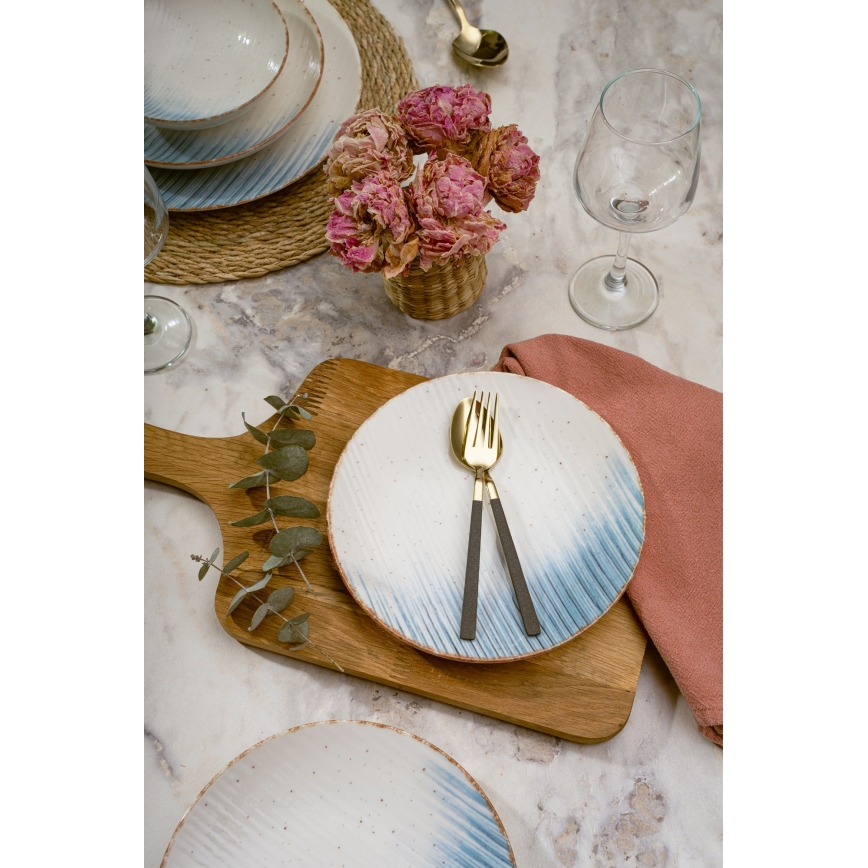 24 darabos étkészlet fehér/kék/porcelán