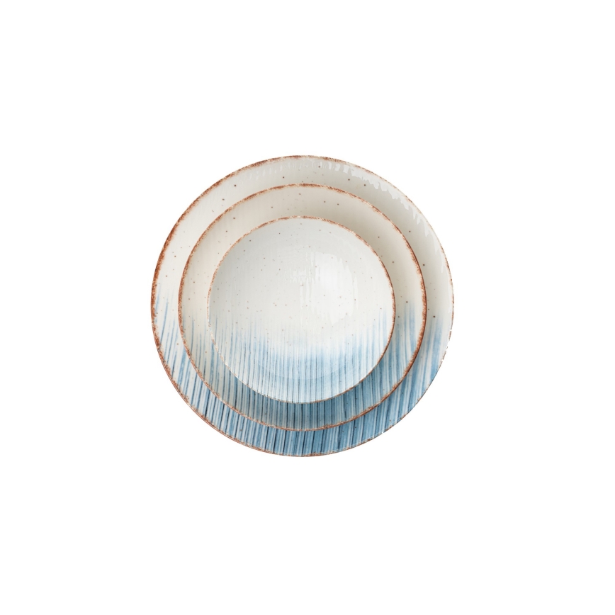 24 darabos étkészlet fehér/kék/porcelán