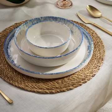 24 darabos étkészlet fehér/kék/porcelán
