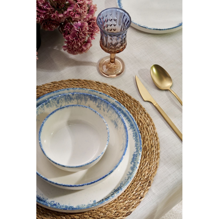 24 darabos étkészlet fehér/kék/porcelán