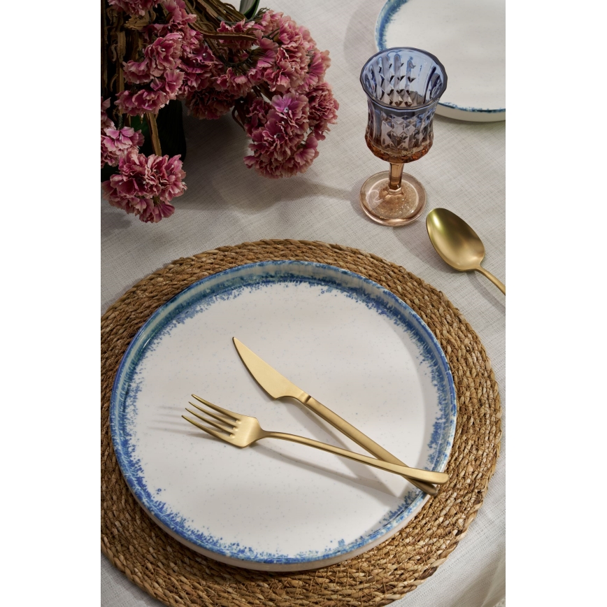 24 darabos étkészlet fehér/kék/porcelán