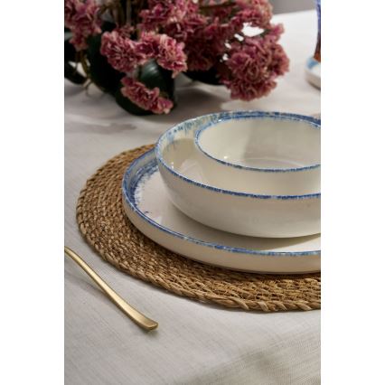 24 darabos étkészlet fehér/kék/porcelán