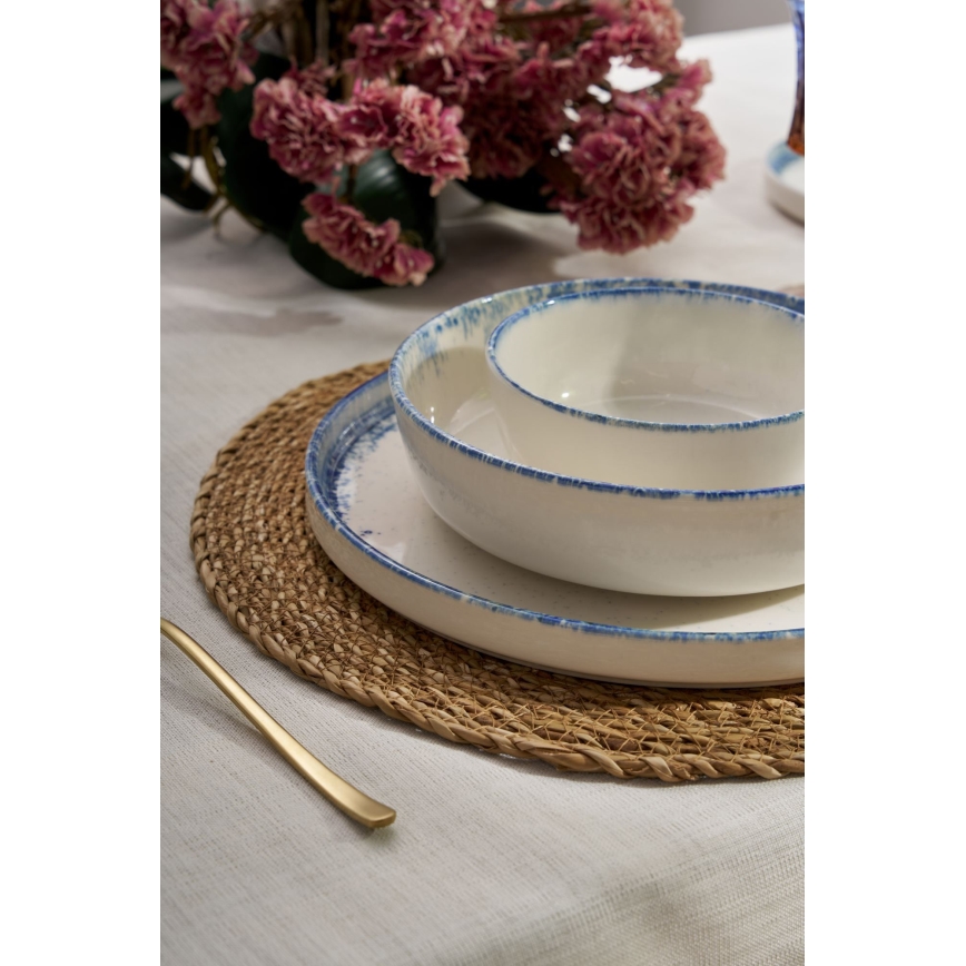 24 darabos étkészlet fehér/kék/porcelán