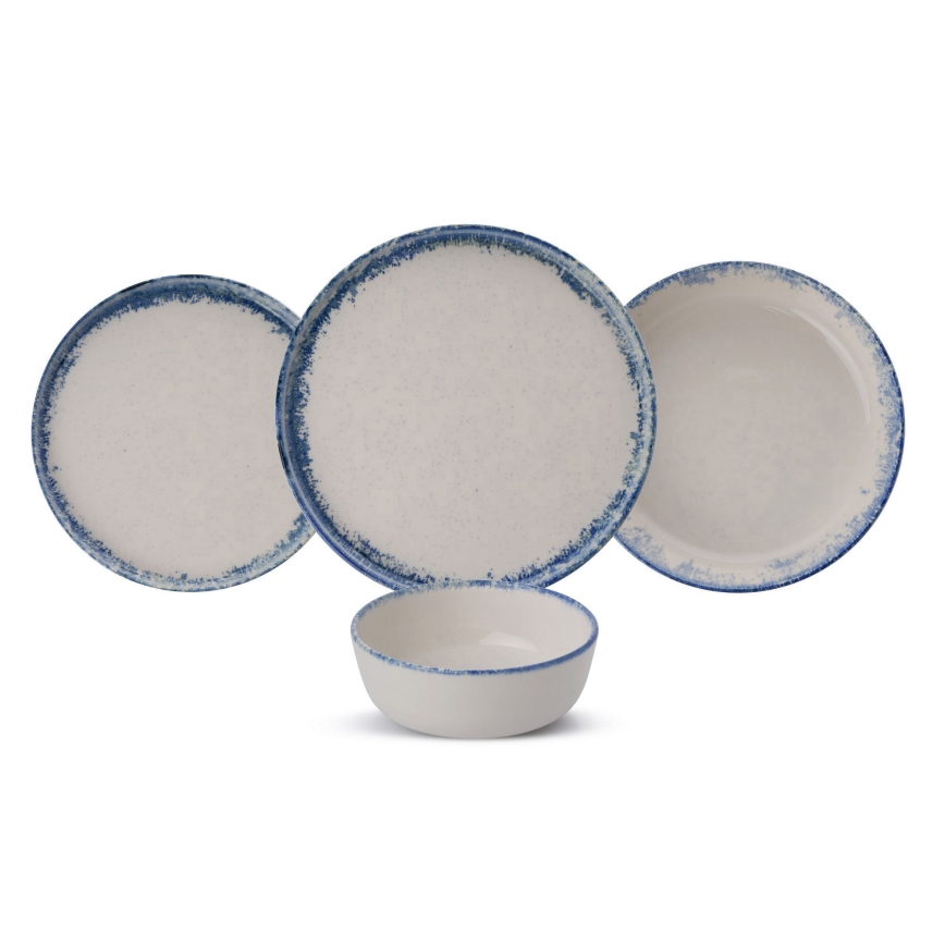 24 darabos étkészlet fehér/kék/porcelán