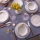 24 darabos étkészlet, fehér/kék/porcelán