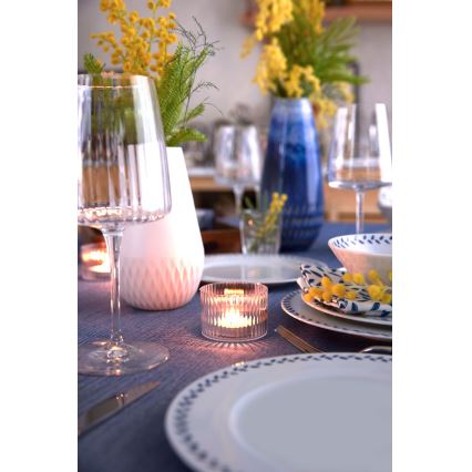 24 darabos étkészlet, fehér/kék/porcelán