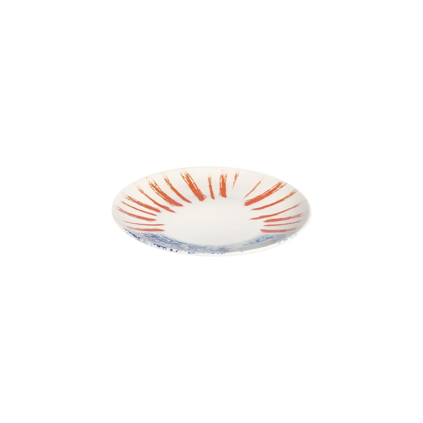 24 darabos étkészlet fehér/piros/kék /porcelán
