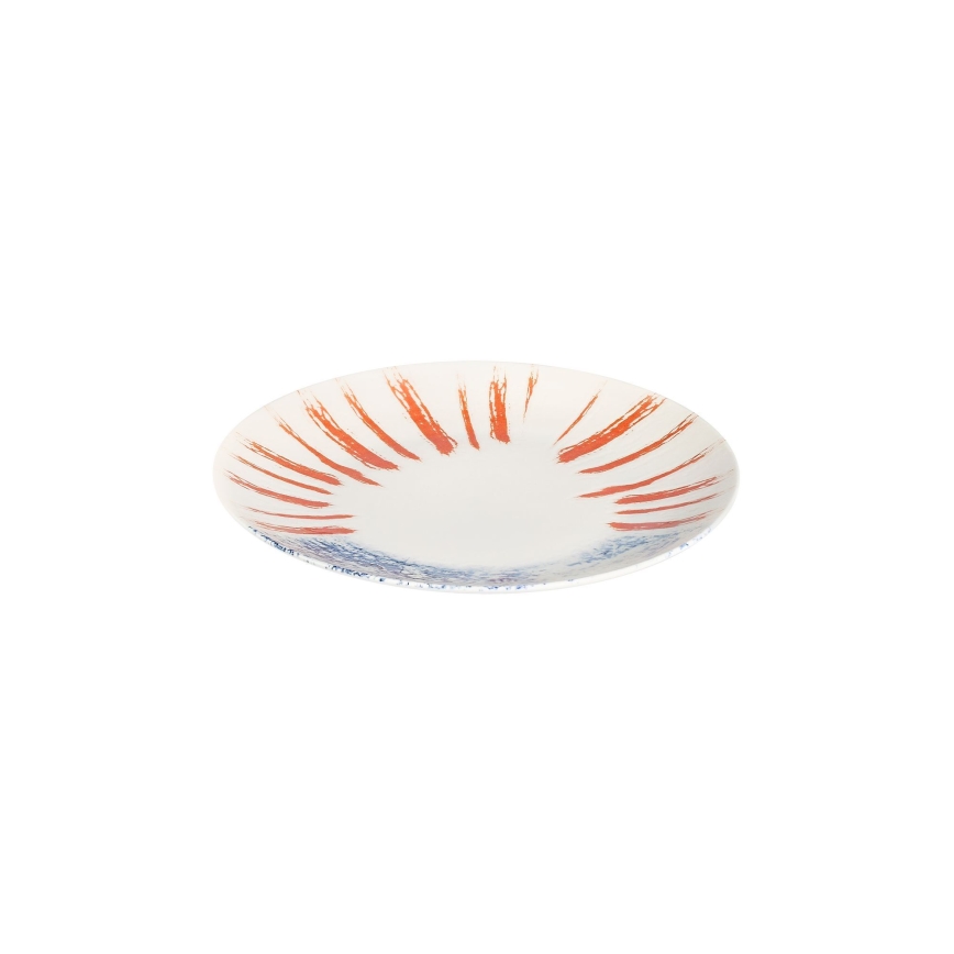 24 darabos étkészlet fehér/piros/kék /porcelán