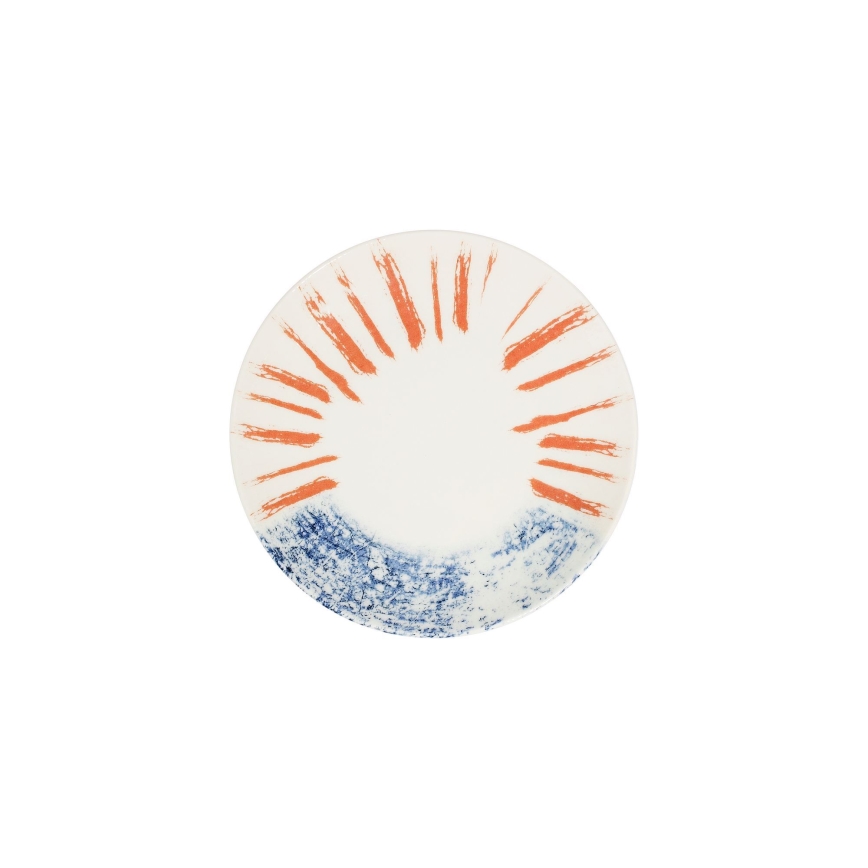 24 darabos étkészlet fehér/piros/kék /porcelán