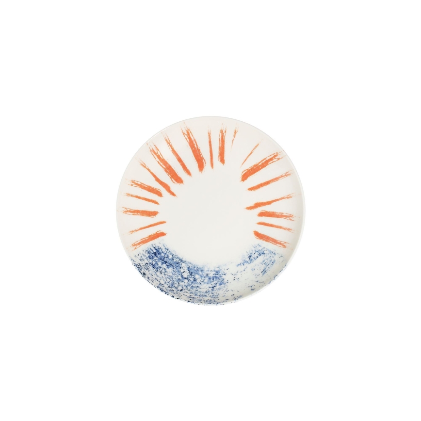 24 darabos étkészlet fehér/piros/kék /porcelán