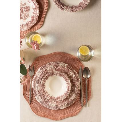 24 darabos étkészlet fehér/rózsaszín/porcelán