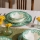 24 darabos étkészlet, fehér/zöld, porcelán