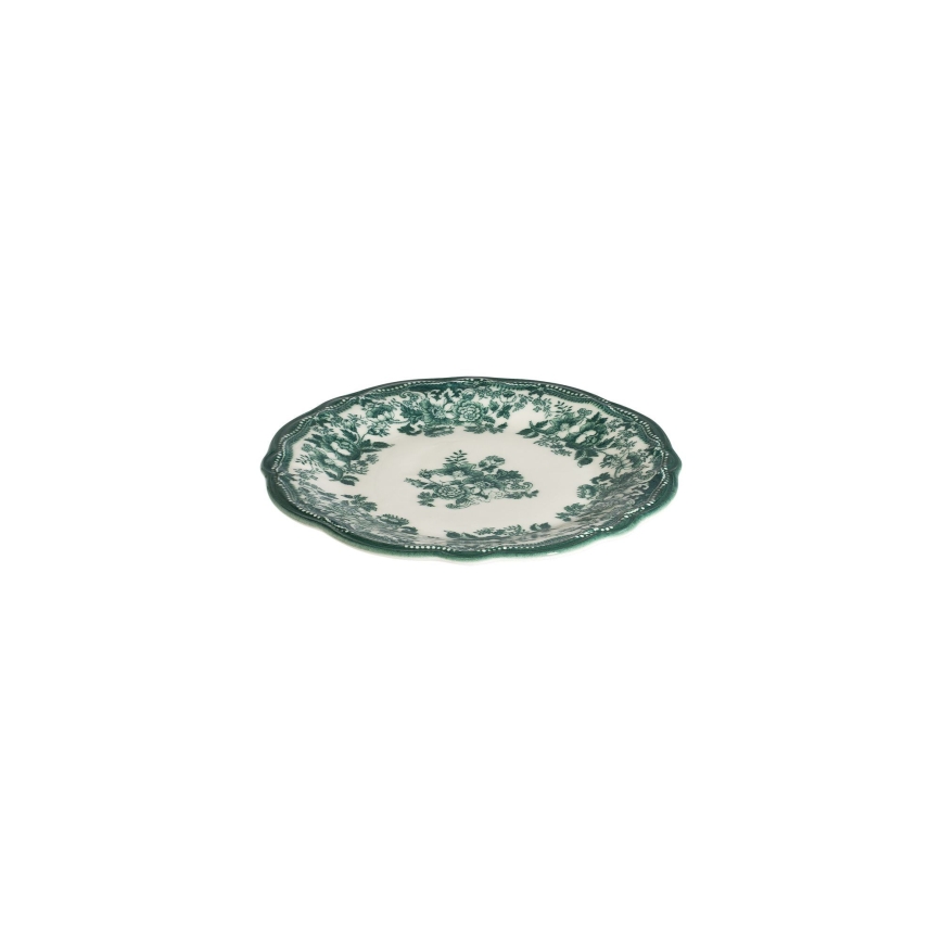 24 darabos étkészlet, fehér/zöld, porcelán