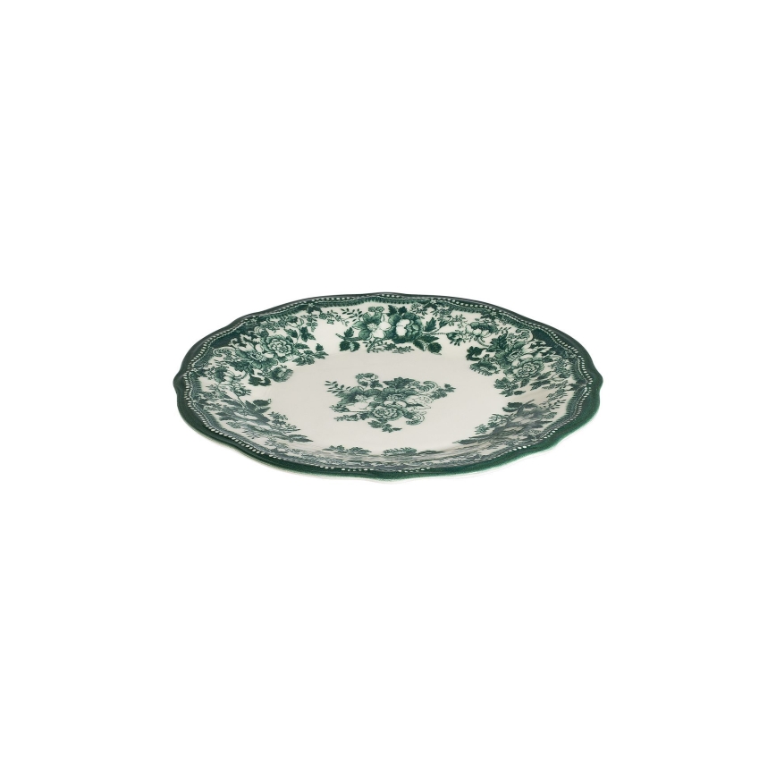 24 darabos étkészlet, fehér/zöld, porcelán