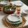 24 darabos étkészlet fehér/zöld/porcelán