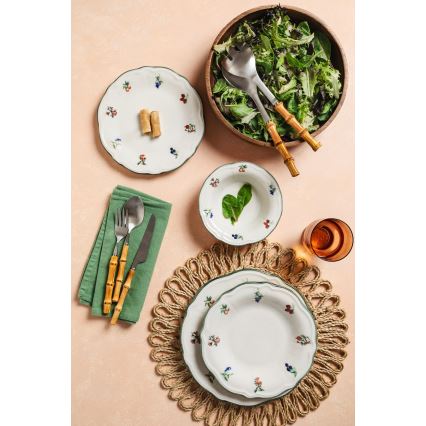 24 darabos étkészlet fehér/zöld/porcelán