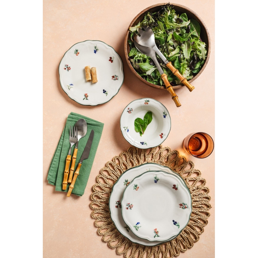 24 darabos étkészlet fehér/zöld/porcelán