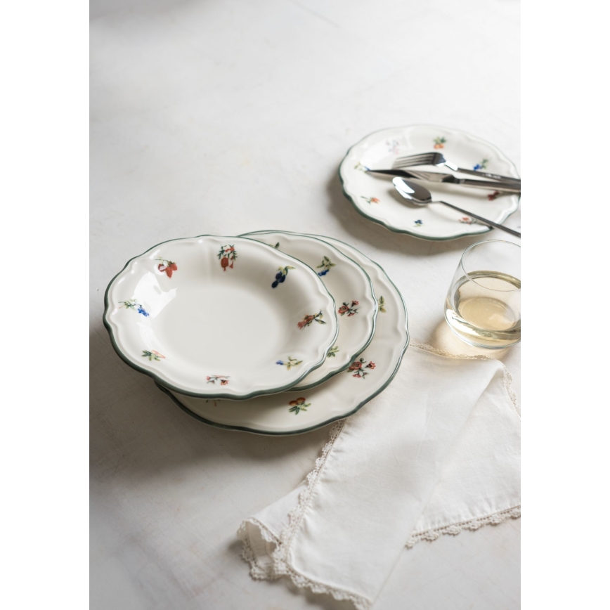 24 darabos étkészlet fehér/zöld/porcelán
