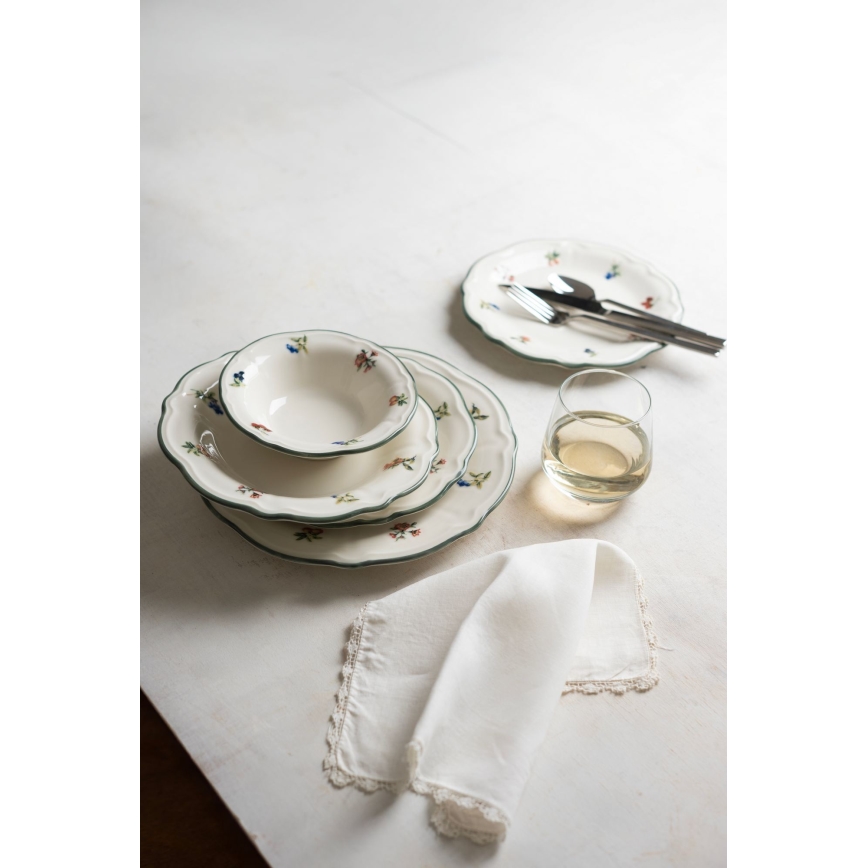 24 darabos étkészlet fehér/zöld/porcelán