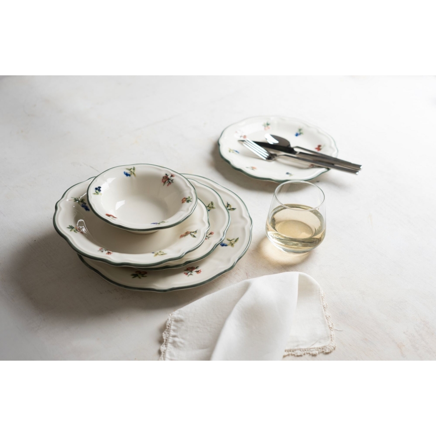 24 darabos étkészlet fehér/zöld/porcelán