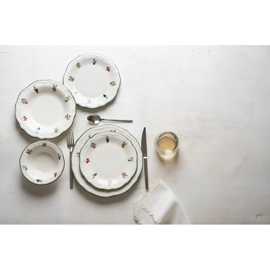 24 darabos étkészlet fehér/zöld/porcelán