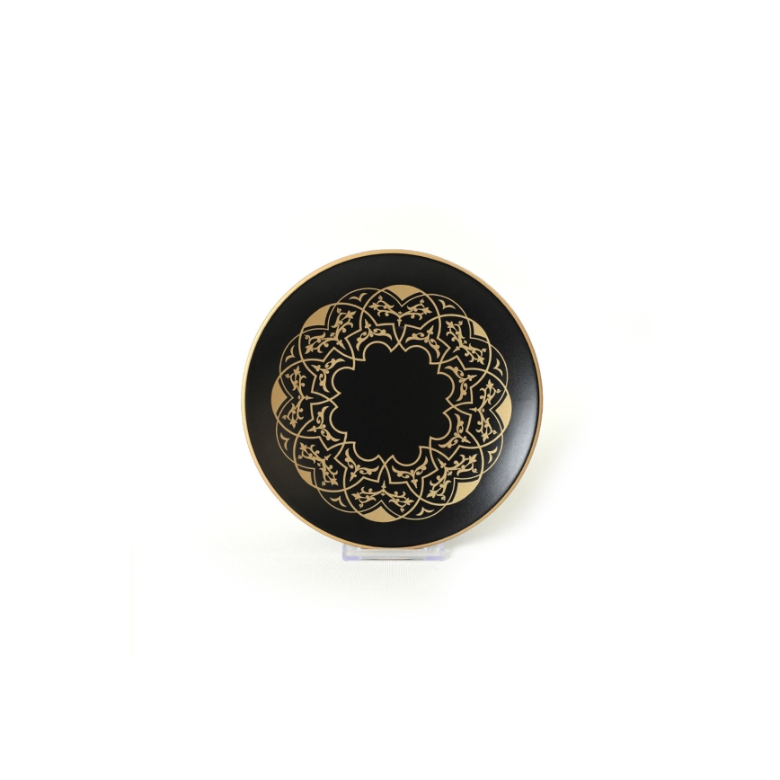 24 darabos étkészlet, fekete/arany, kerámia