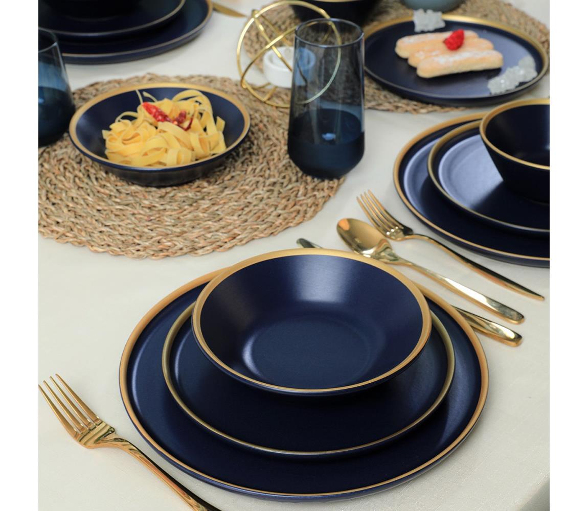 24 darabos étkészlet kék/arany/kerámia 275KRM1933