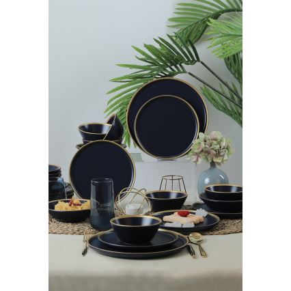 24 darabos étkészlet kék/arany/kerámia