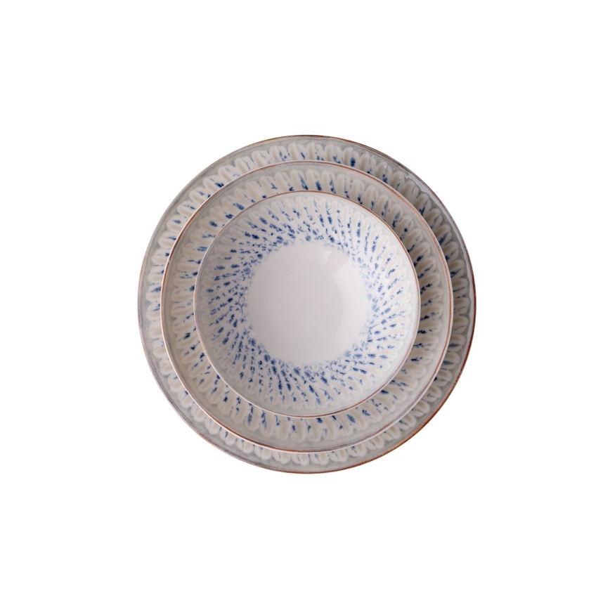 24 darabos étkészlet, kék/bézs, porcelán