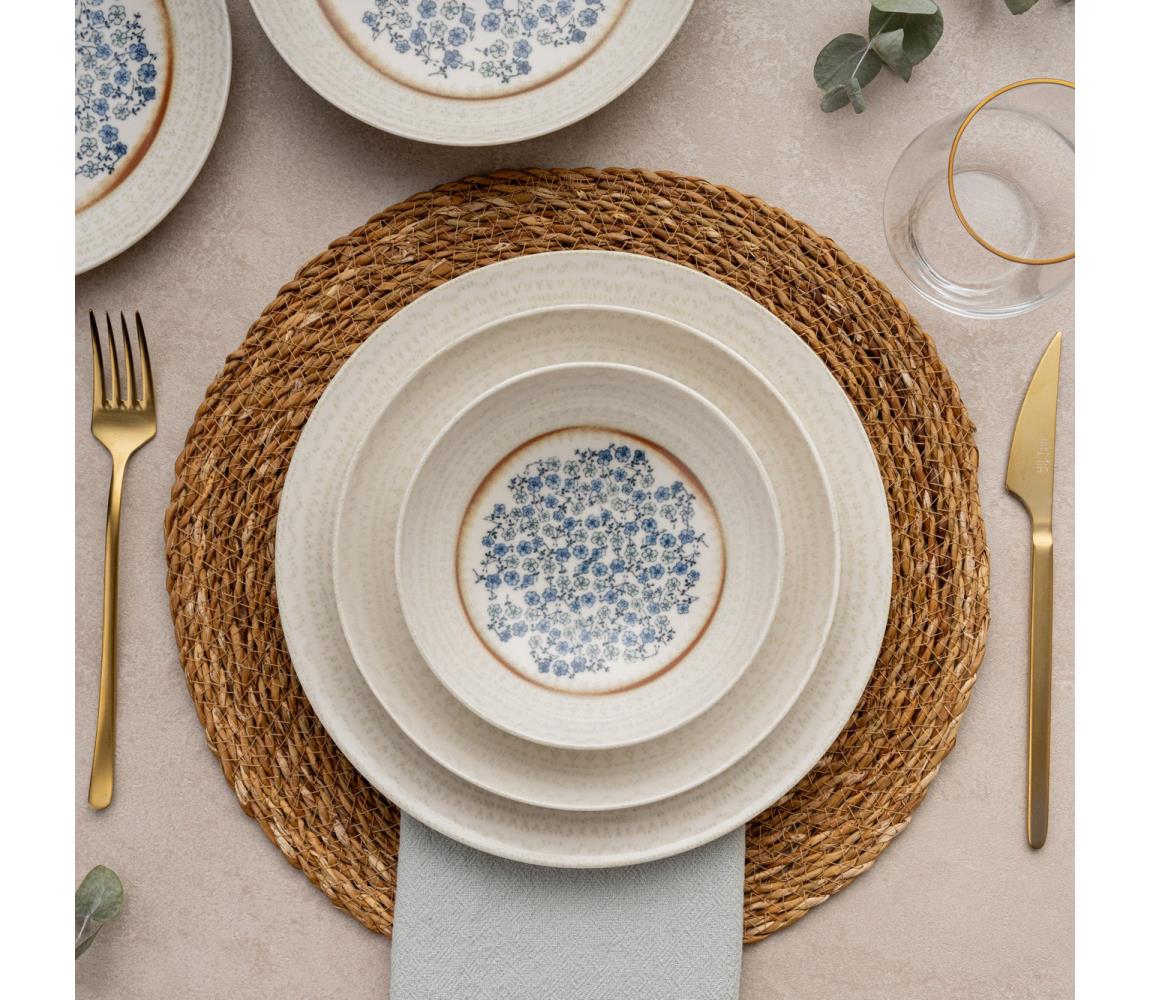 24 darabos étkészlet kék/bézs/porcelán 387GRP1363