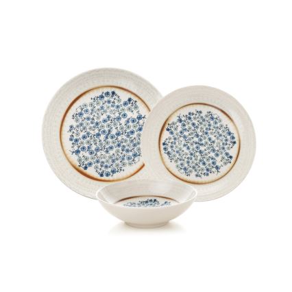24 darabos étkészlet kék/bézs/porcelán