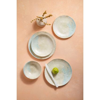 24 darabos étkészlet kék/bézs/porcelán