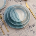 24 darabos étkészlet kék/krémszínű/porcelán