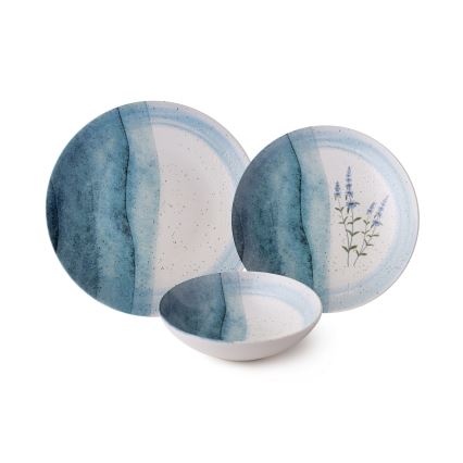 24 darabos étkészlet kék/krémszínű/porcelán