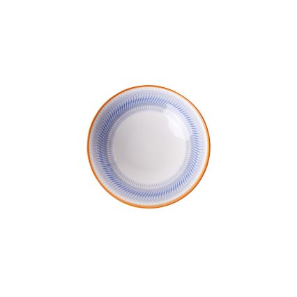24 darabos étkészlet, kék/narancssárga, porcelán