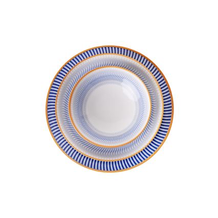 24 darabos étkészlet, kék/narancssárga, porcelán