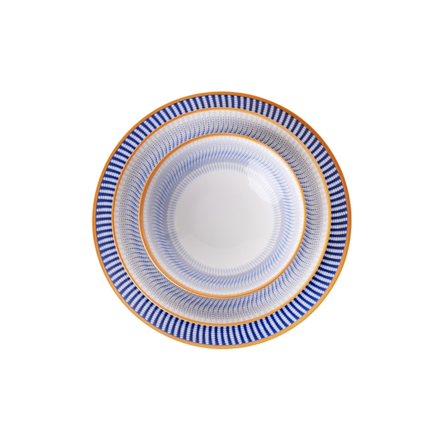 24 darabos étkészlet, kék/narancssárga, porcelán