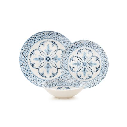24 darabos étkészlet, kék, porcelán