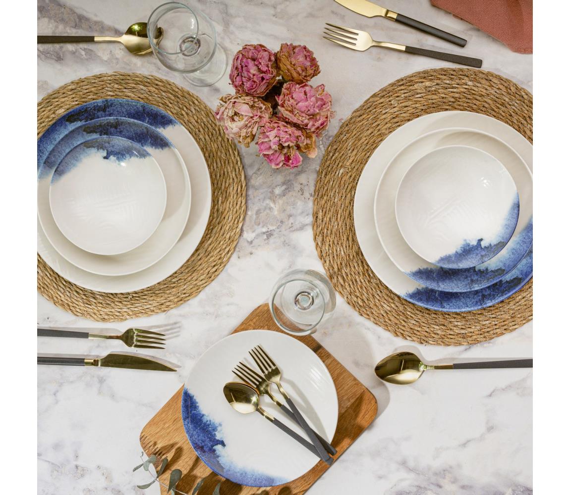 24 darabos étkészlet krém/kék/porcelán 387GRP1349