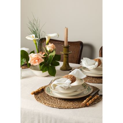 24 darabos étkészlet krémszínű/bézs/zöld/porcelán
