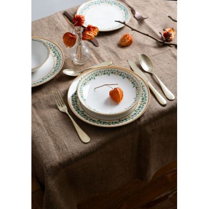 24 darabos étkészlet krémszínű/bézs/zöld/porcelán