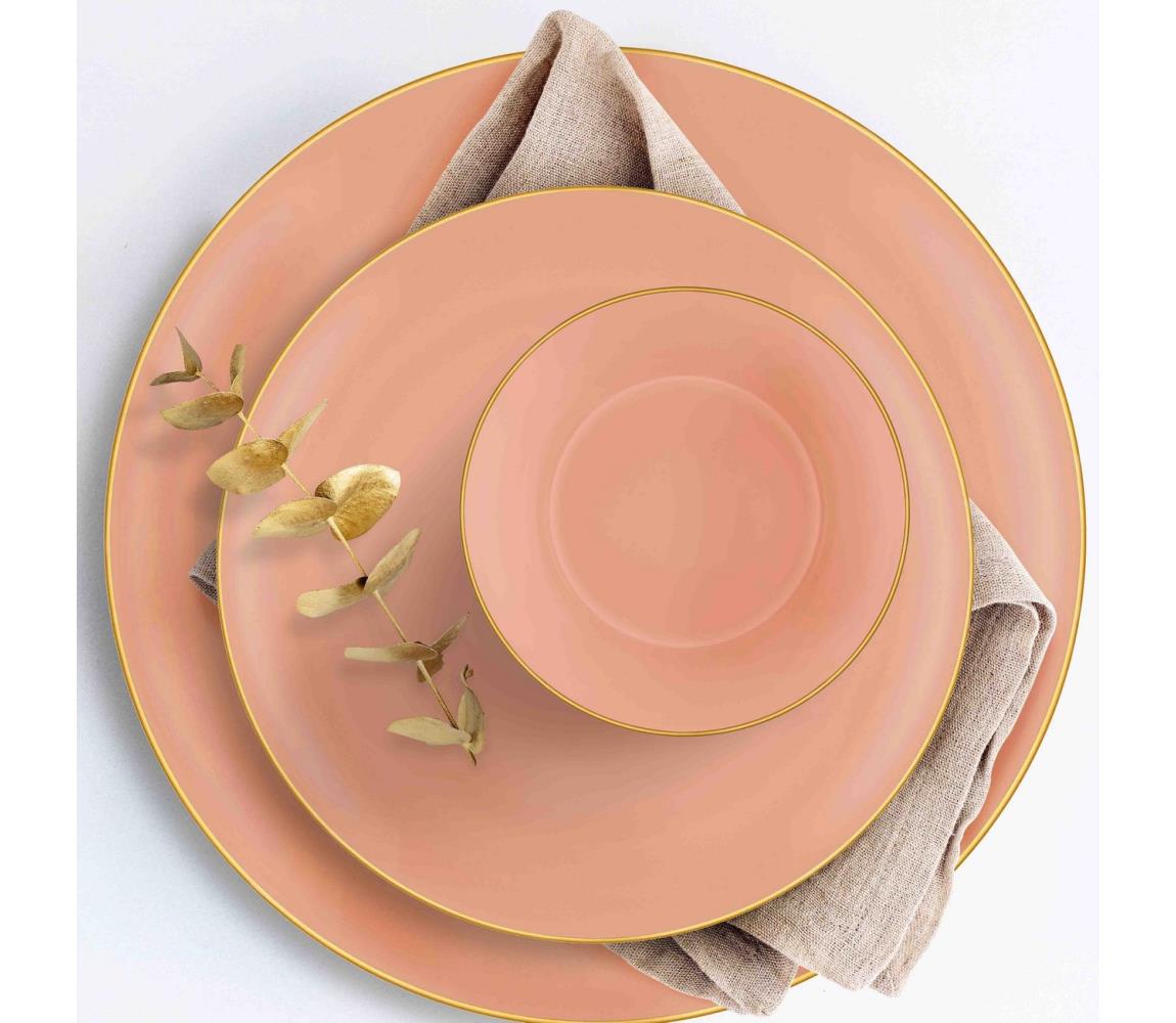 24 darabos étkészlet lazacszínű/arany/kerámia 742TMA3322
